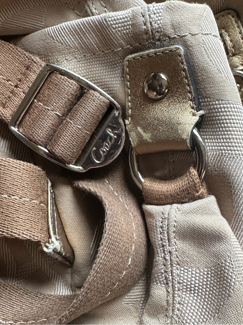 Vintage Coach Kyra Signature Backpack Beige Gold - super clean - As Is - Picture 11 of 15